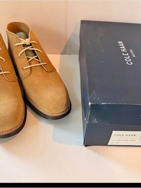 Cole Haan Tan Suede Chukka Boots with Cream Laces